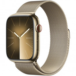 Умные часы Apple Watch Series 9 45мм GPS Стальные Gold / Золотой / Браслет миланский сетчатый 