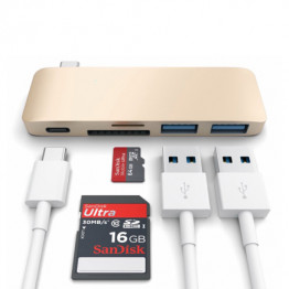 Многопортовый адаптер Satechi Pass-Through с коннектором USB-C (USB-C 60 Вт, 2 USB-A 3.0, SD, microSD)