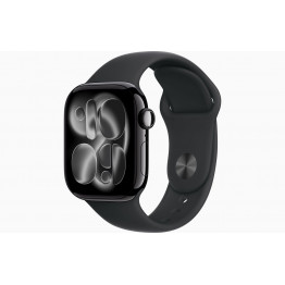 Apple Watch Series 11, 42мм Черный / Jet Black, силиконовый спортивный ремешок Черный / Sport Band Black