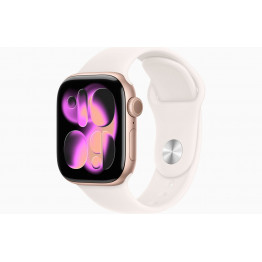 Apple Watch Series 11, 46мм Розовый / Rose Gold, силиконовый спортивный ремешок Розовый / Sport Band Light Blush
