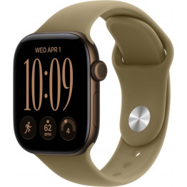 Apple Watch Series 12, 42мм Темная бронза / Dark Bronze, силиконовый спортивный ремешок Оливковый / Sport Band Olive